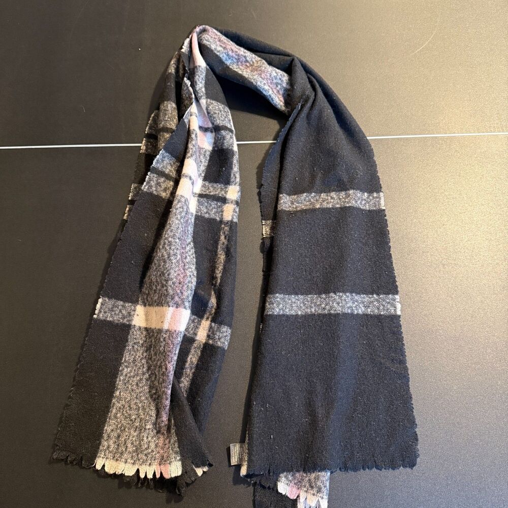 Vince Camuto Black Pink Plaid Scarf Soft Pashmina Wrap Winter Luxury